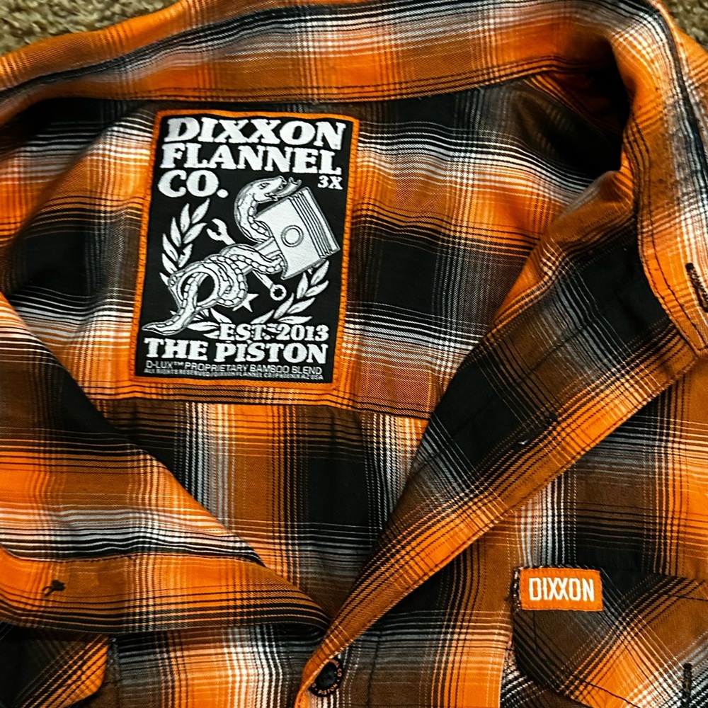 DIXXON Men's Black and Orange Plaid Shirt